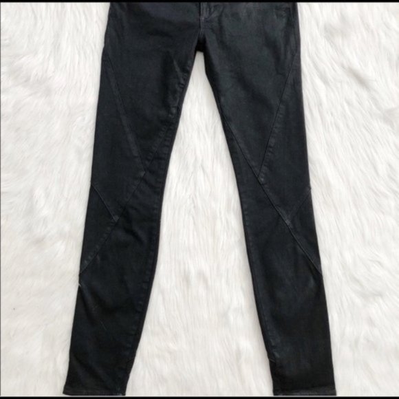 Joe's Jeans Criss Cross Seam Waxed Black Skinny Jeans - Picture 7 of 11